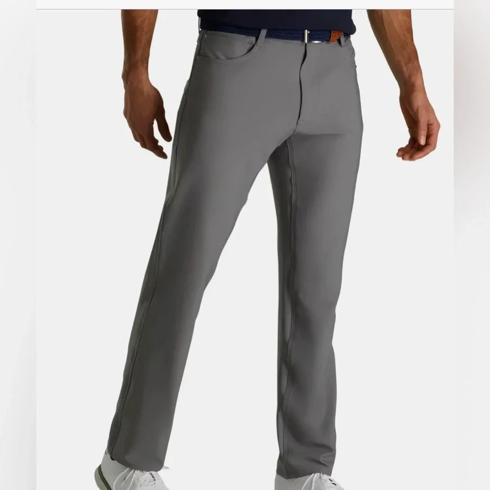 Footjoy Pants Mens 34X32 5 Pocket Performance Golf Athletic Fit FJ Gray Chino